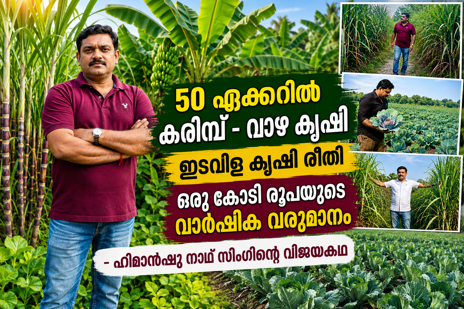 50 ഏക്കറിൽ കരിമ്പ് - വാഴ കൃഷി, ഇടവിള കൃഷി രീതി, ഒരു കോടി രൂപയുടെ വാർഷിക വരുമാനം - ഹിമാൻഷു നാഥ് സിംഗിന്റെ വിജയകഥ